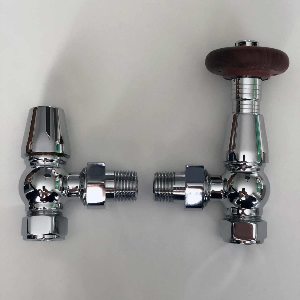 Oxford Traditional Chrome Angled TRV & Lockshield Radiator Valve Heat