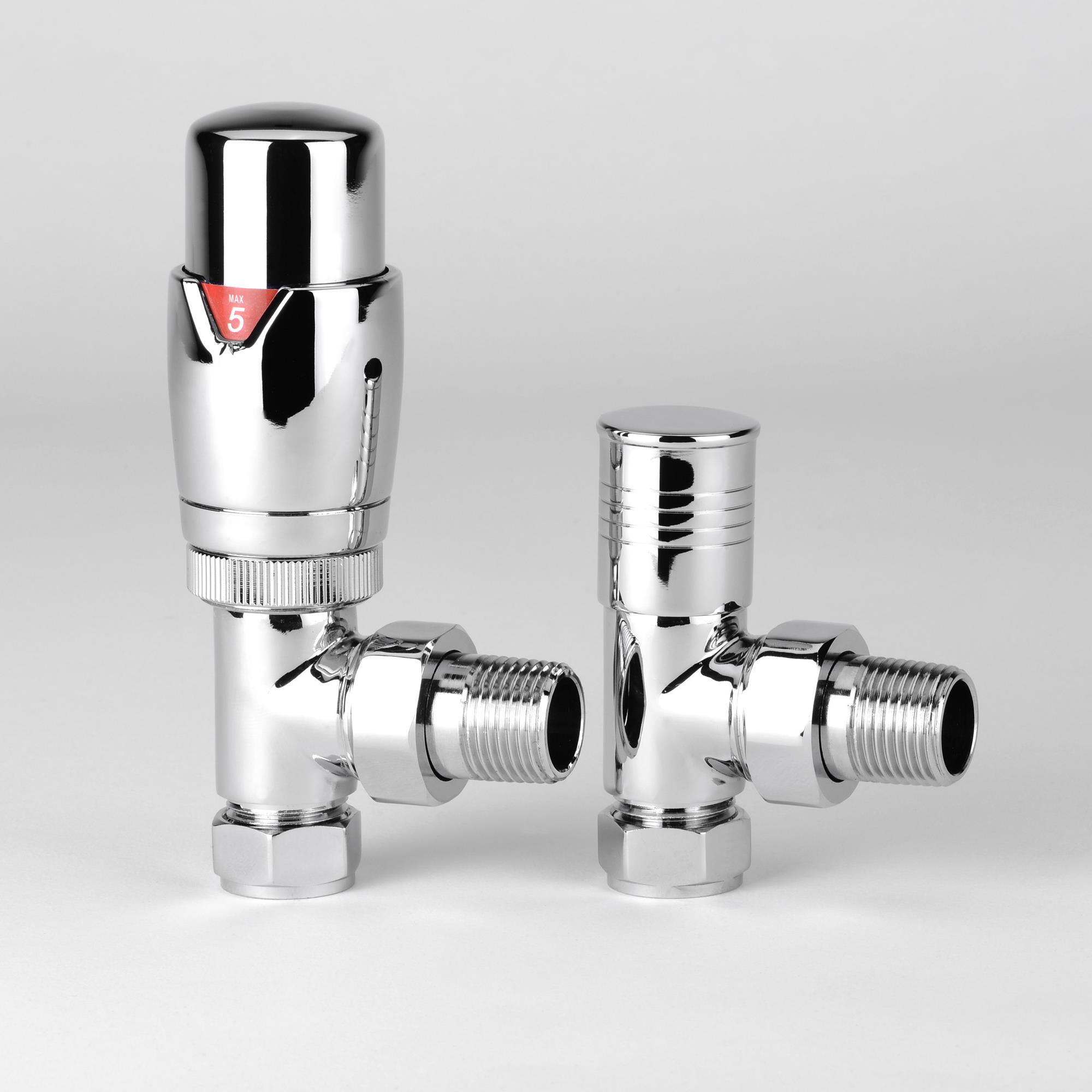 Oslo Angled Designer TRV with Round Top Lockshield 15mm x ½inch - Heat ...
