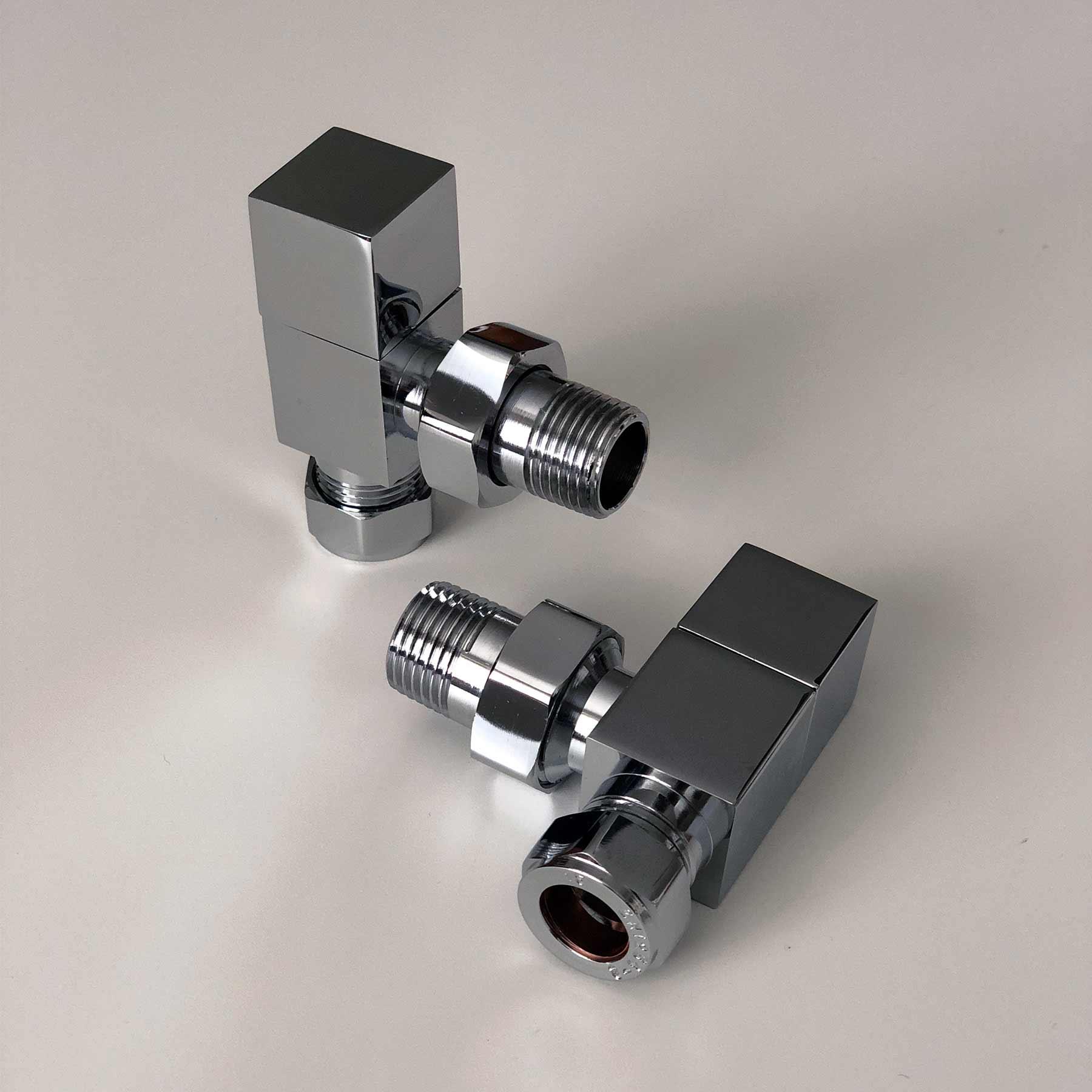 Tees Square Designer Angled Radiator & Towel Warmer Valve set Heat