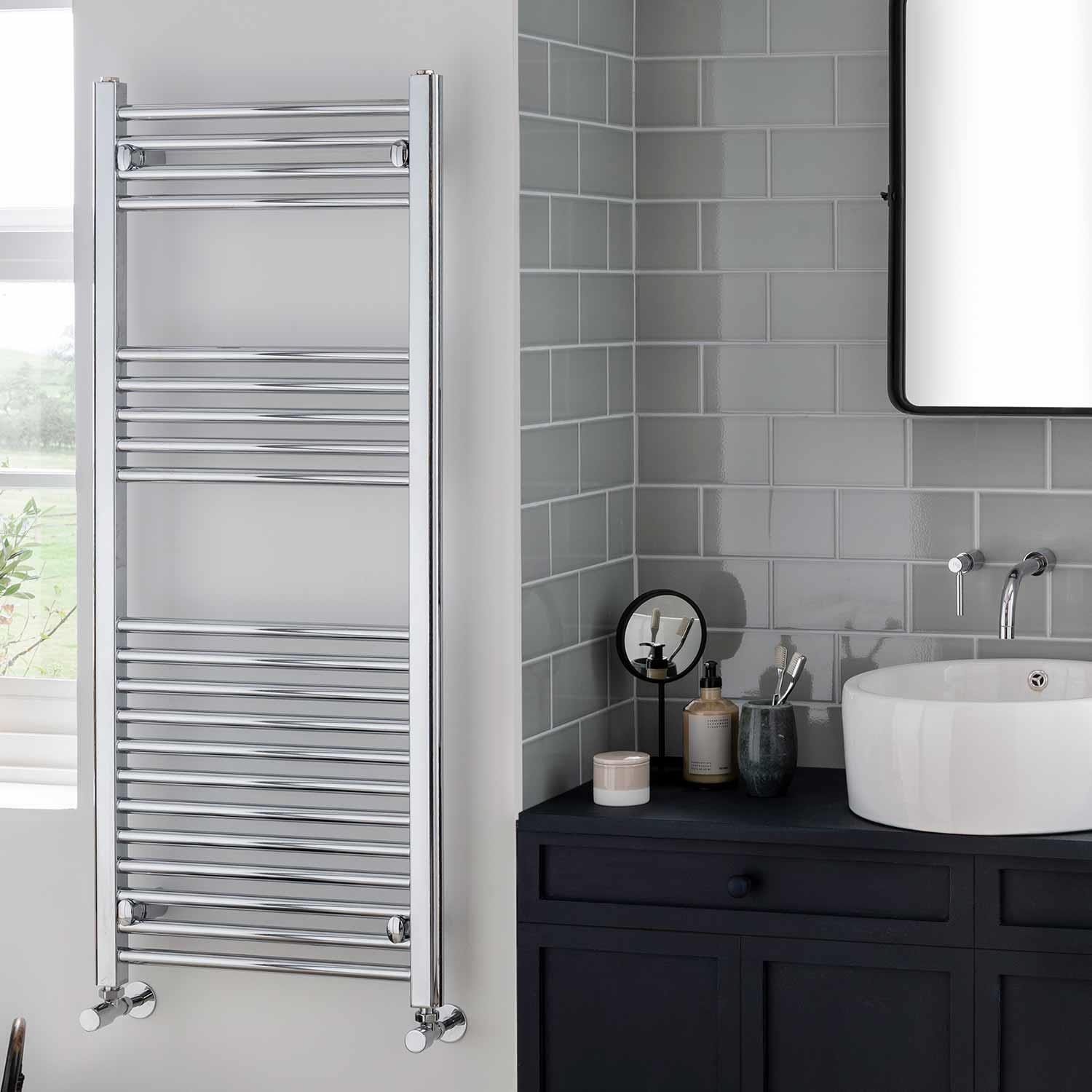 York Flat Chrome Central Heating Towel Rails Heat & Things