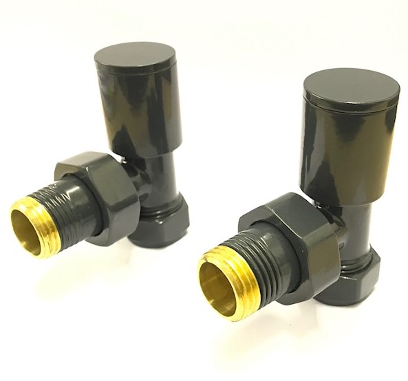 Anthracite Angled Designer Radiator / Towel Rail Valve 1/2' 15mm (2