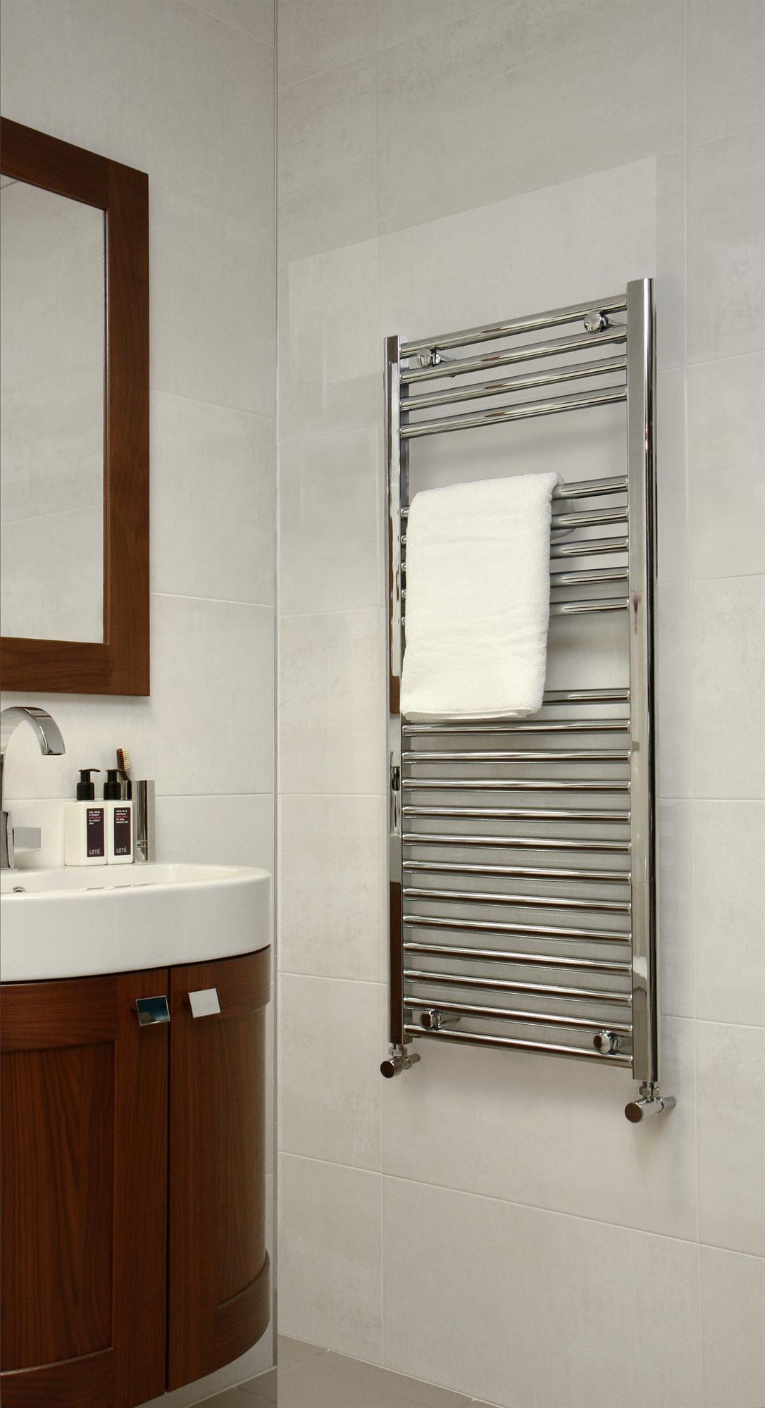 EXTRA HIGH HEAT OUTPUT CHROME CURVED TOWEL RAIL BATHROOM HEATER Heat