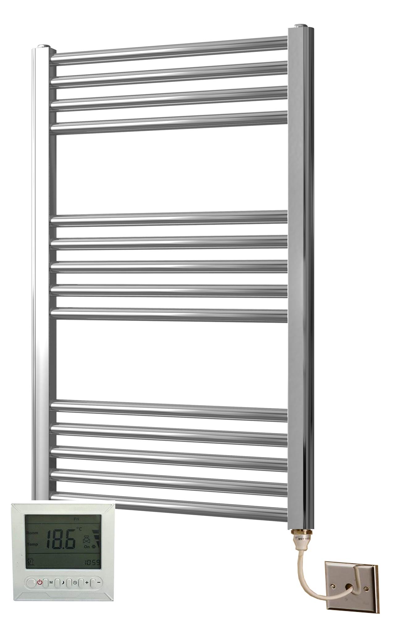 York Curved Chrome Electric Towel Rails + 7 Day Timer and Room
