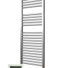 Extra High Heat Output Chrome Electric Towel Rail 600 x 800mm + TIMER / ROOM THERMOSTAT Curved Bathroom Radiator Heater