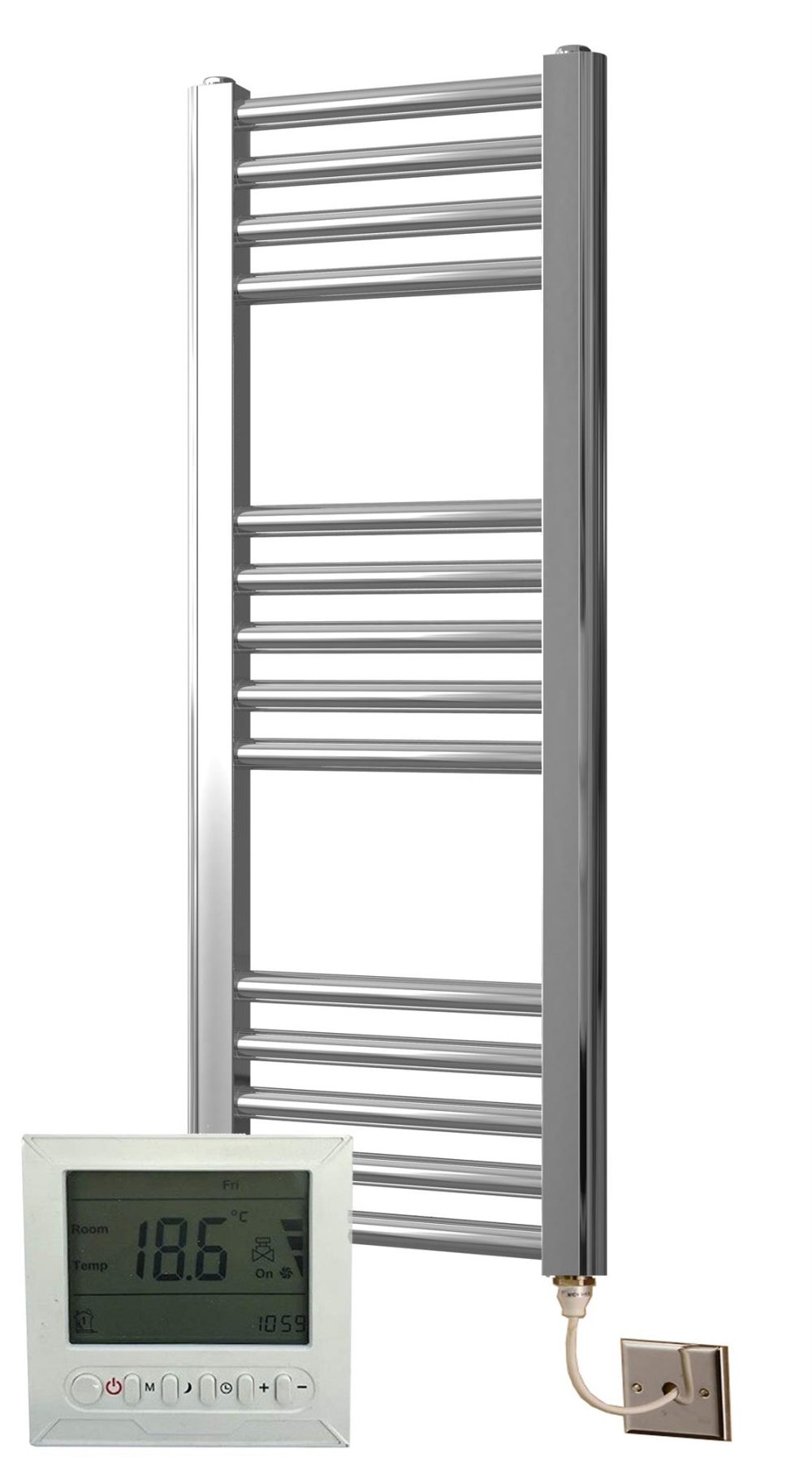 Chrome Electric Towel Rail with thermostat 