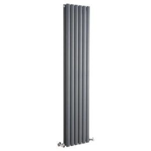 Vertical Anthracite Double Oval Tube Radiator - 1800mm High