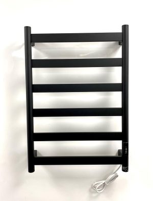 Fala Black Dry Electric Stainless Steel Towel Rails 700mm High
